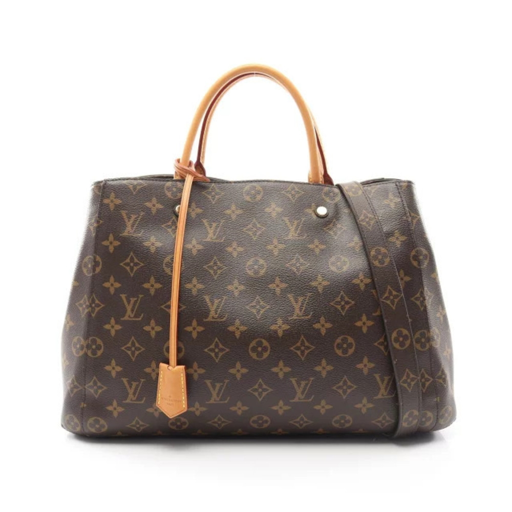 Louis Vuitton Montaigne Tote Bag Canvas Leather Monogram Brown